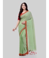 DESH BIDESH Women`s Handloom Pure Cotton Saree Abhiprithi Royal Design Without Blouse Piece(Green)